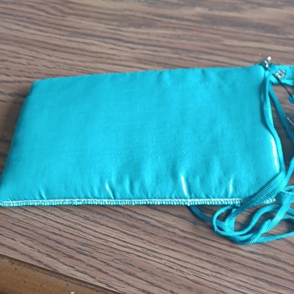 Bamboo Trading Company Beaded Horseshoe Club Bag, 8x5, Turquoise - Picture 4 of 7